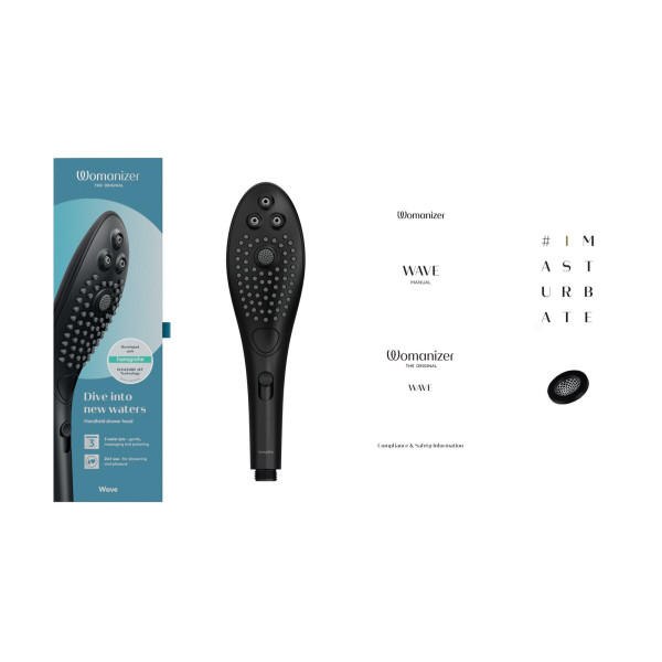 Насадка-стимулятор для душа 2в1 Womanizer Wave Black, массажер для интимных зон, Womanizer (Германия) - IntimLand