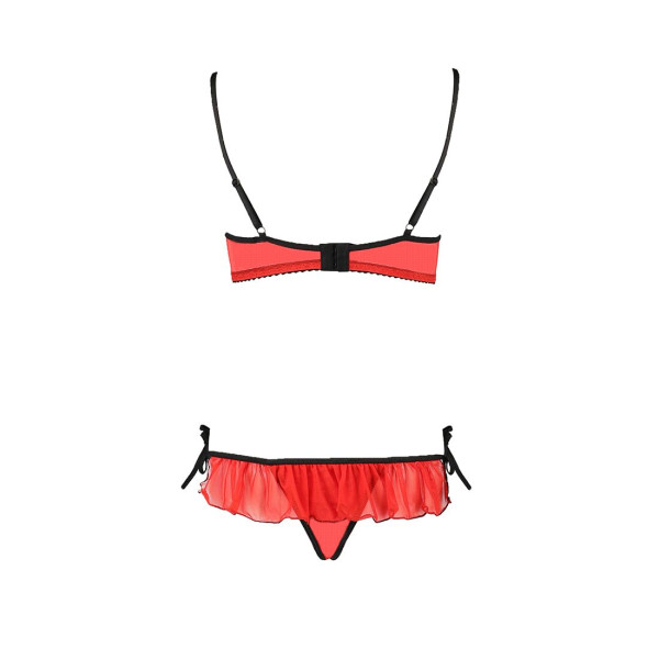 Комплект белья Passion Exclusive CHERRY SET OpenBra S/M, red, открытый лиф, трусики-юбочка, Passion (Польша) - IntimLand