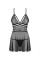 Эротический кружевной комплект с сеточкой Obsessive 838-BAB-1 babydoll & thong black XXL, черный, пе, Obsessive (Польща) - IntimLand