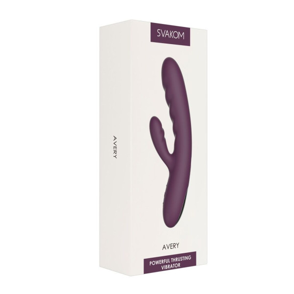 Вибратор-кролик Svakom Avery Lilac с двигающимся стволом, движение вперед-назад, Svakom (США) - IntimLand