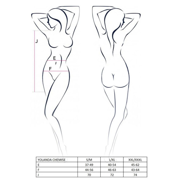 Прозрачная сорочка с длинным рукавом Passion YOLANDA CHEMISE XXL/XXXL, black, трусики, Passion (Польша) - IntimLand