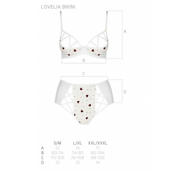 Эротический комплект с рисунком Passion LOVELIA BIKINI S/M, white, Passion (Польша) - IntimLand