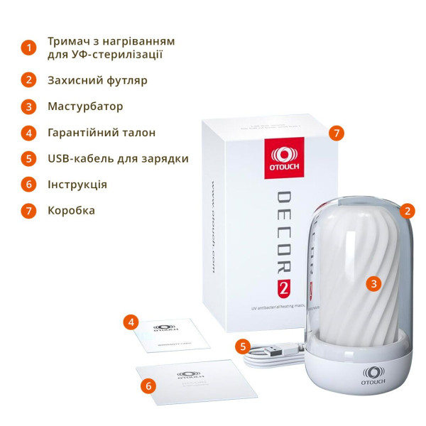Мастурбатор Otouch DECOR 2, TPE, подогрев до 55 °C, УФ-дезинфекция, Otouch - IntimLand