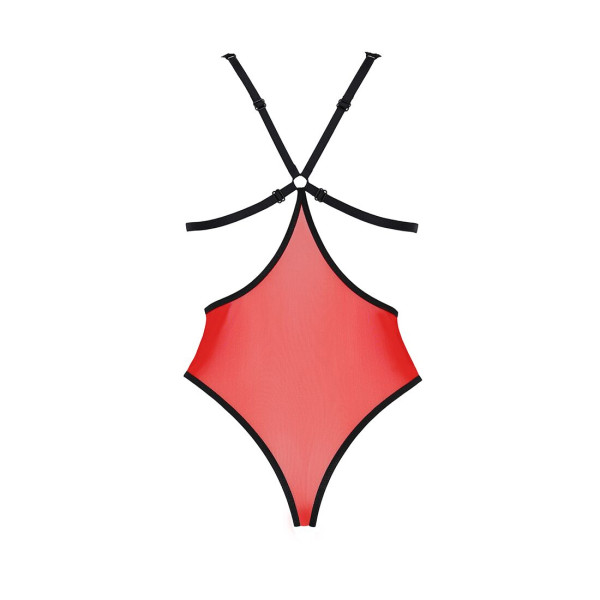 Полупрозрачное боди с кружевом Passion PEONIA BODY L/XL red, Passion (Польша) - IntimLand