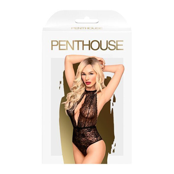 Боди с глубоким декольте и высокими трусиками Penthouse - Toxic Powder Black S/M, Penthouse (Германия) - IntimLand
