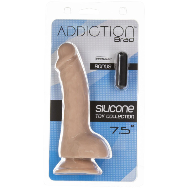 Изогнутый фаллоимитатор на присоске ADDICTION — BRAD 7,5″ Dildo With Balls, Beige, ADDICTION (Канада) - IntimLand