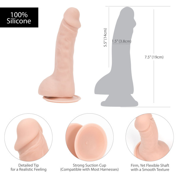 Изогнутый фаллоимитатор на присоске ADDICTION — BRAD 7,5″ Dildo With Balls, Beige, ADDICTION (Канада) - IntimLand