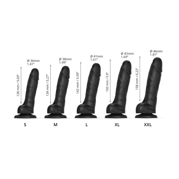 Реалистичный фаллоимитатор Strap-On-Me Sliding Skin Realistic Dildo Black XXL, эффект подвижной кожи, Strap-On-Me (Франция) - IntimLand