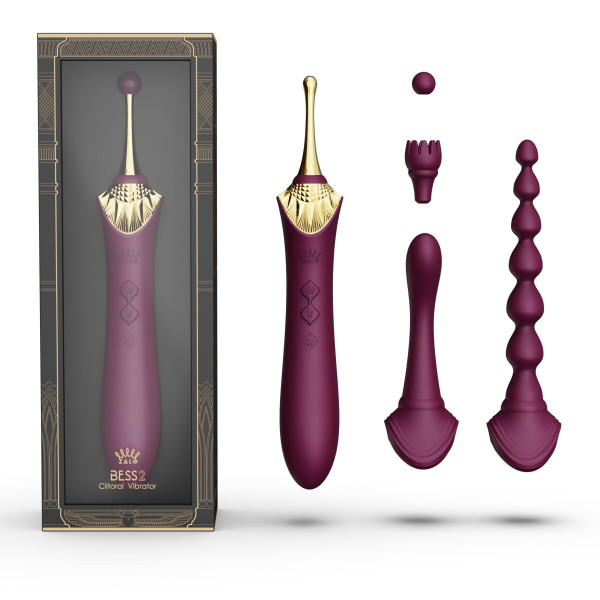 Мультифункциональный вибратор Zalo — Bess 2 Velvet Purple, 4 насадки, подогрев, Zalo (США) - IntimLand