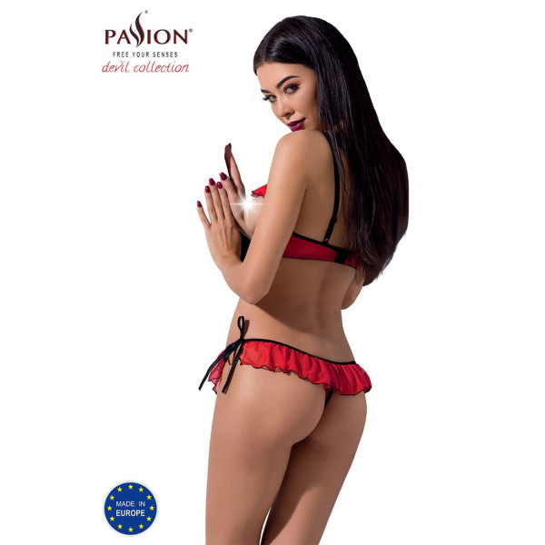 Комплект белья Passion Exclusive CHERRY SET OpenBra S/M, red, открытый лиф, трусики-юбочка, Passion (Польша) - IntimLand
