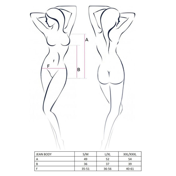 Боди монокини под латекс Passion JEAN BODY XXL/XXXL, black, Passion (Польша) - IntimLand