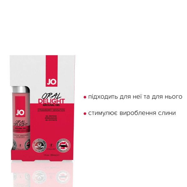 Гель для оральных ласк JO Oral Delight — Strawberry Sensation (30 мл), эффект холод-тепло, JO (США) - IntimLand