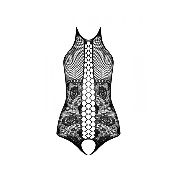 Бодистокинг с имитацией корсетной шнуровки Passion BS094 One Size, white, цветочный узор, с доступом, Passion (Польша) - IntimLand