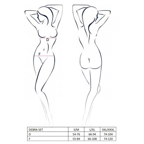 Комплект белья Passion Exclusive DEBRA SET S/M, black, стрепы, топ с декольте, трусики, Passion (Польша) - IntimLand