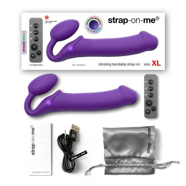 Безремневой страпон с вибрацией Strap-On-Me Vibrating Violet XL, диам. 4,7см, пульт ДУ, регулируемый, Strap-On-Me (Франция) - IntimLand