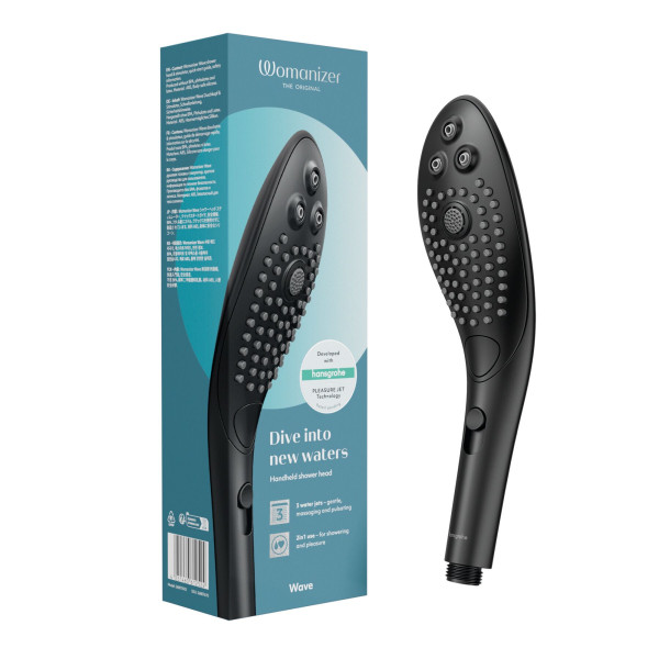 Насадка-стимулятор для душа 2в1 Womanizer Wave Black, массажер для интимных зон, Womanizer (Германия) - IntimLand