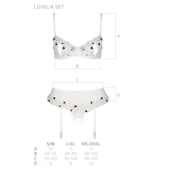Сексуальный комплект с поясом для чулок Passion LOVELIA SET S/M, white, Passion (Польша) - IntimLand