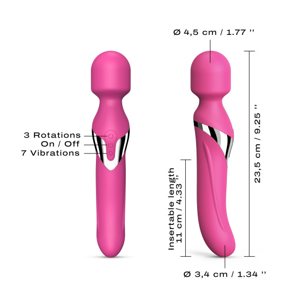 Вибромассажер 2в1 Dorcel Dual Orgasms Magenta классический массажер и вибратор с жемчужным массажем, Dorcel (Франция) - IntimLand