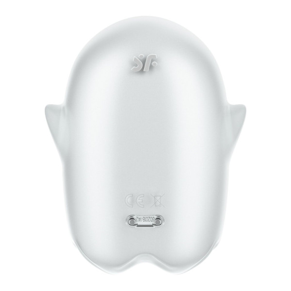 Вакуумний кліторальний стимулятор з вібрацією Satisfyer Glowing Ghost White, світиться в темряві
