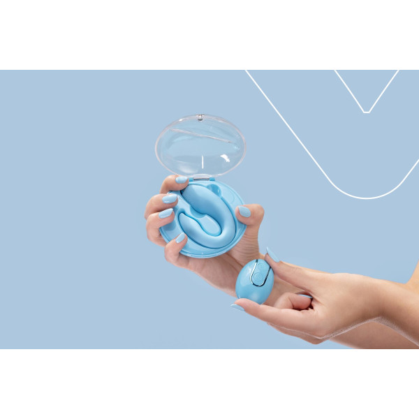 Вибратор для пар FairyGasm PleasureBerry blue, зарядный кейс, пульт ДУ, FairyGasm (Польща) - IntimLand