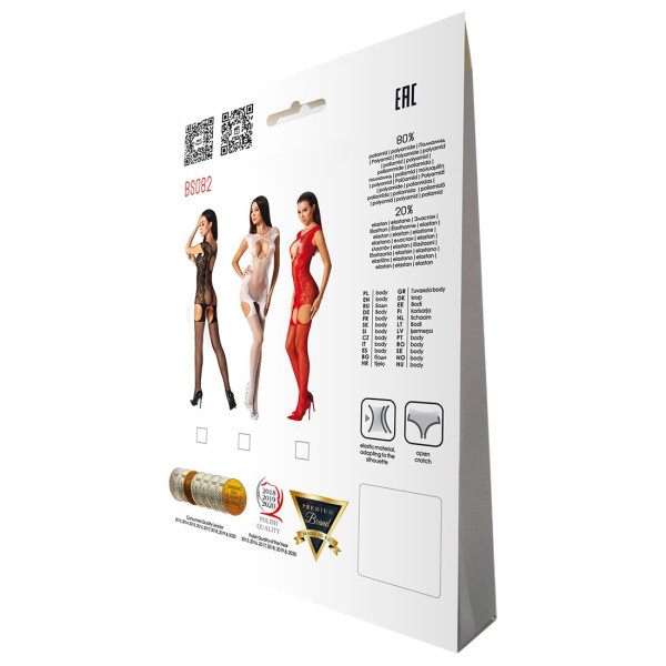 Ажурный бодистокинг с чулками Passion BS082 black, Passion (Польша) - IntimLand