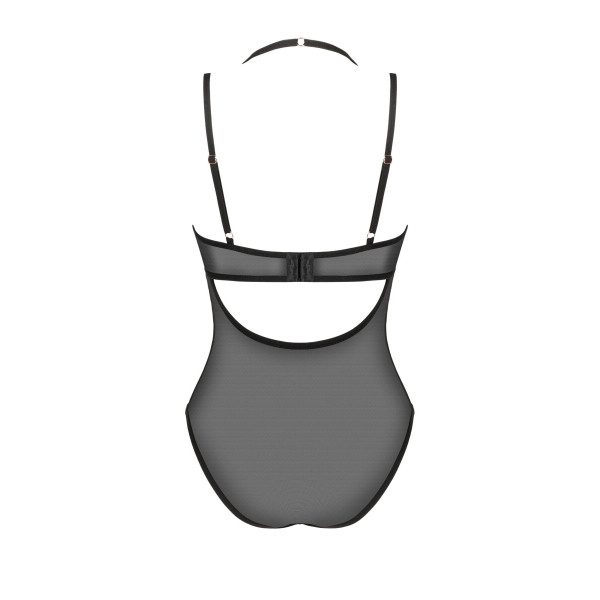 Прозрачное боди Obsessive Selinne teddy XS/S Black, мелкая сетка, двойные бретели, Obsessive (Польща) - IntimLand
