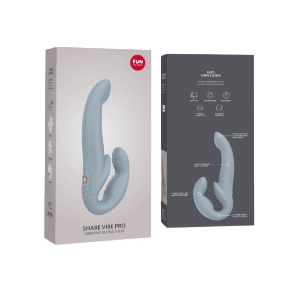 Безремневой страпон с вибрацией Fun Factory SHARE VIBE PRO cool grey, регулируемый, Fun Factory (Германия) - IntimLand