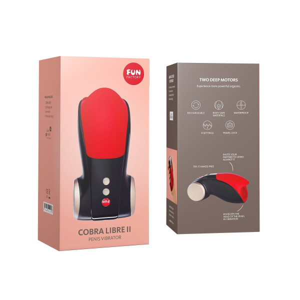 Мастурбатор для головки пениса Fun Factory COBRA LIBRE II black/red, 2 мотора, игра без рук, Fun Factory (Німеччина) - IntimLand