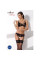 Комплект белья Passion PAULINE SET S/M, black, стрэпы, лиф, стринги и пояс для чулок, Passion (Польша) - IntimLand
