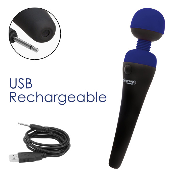 Вибромассажер PalmPower Recharge Blue, перезаряжаемый, гибкая головка, тревел-замок, PalmPower (Канада) - IntimLand