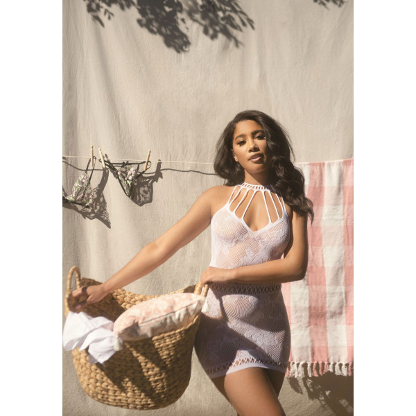 Ажурное платье-сетка Leg Avenue Lace mini dress with cut-outs White, one size, Leg Avenue (США) - IntimLand