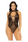 Leg Avenue Net and lace halter bodysuit OS Black