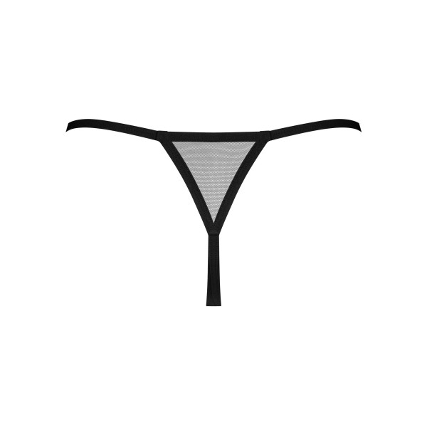 Трусики-стрінги Obsessive Novenes crotchless thong, M/L, сітка, стрепи, прикраса зі стразами, відкри