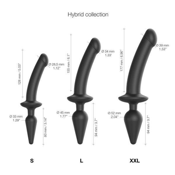 Анальная пробка с дилдо 2в1 Strap-On-Me SWITCH PLUG-IN DILDO Black S, диаметр 3,3/2,9 см, Strap-On-Me (Франция) - IntimLand