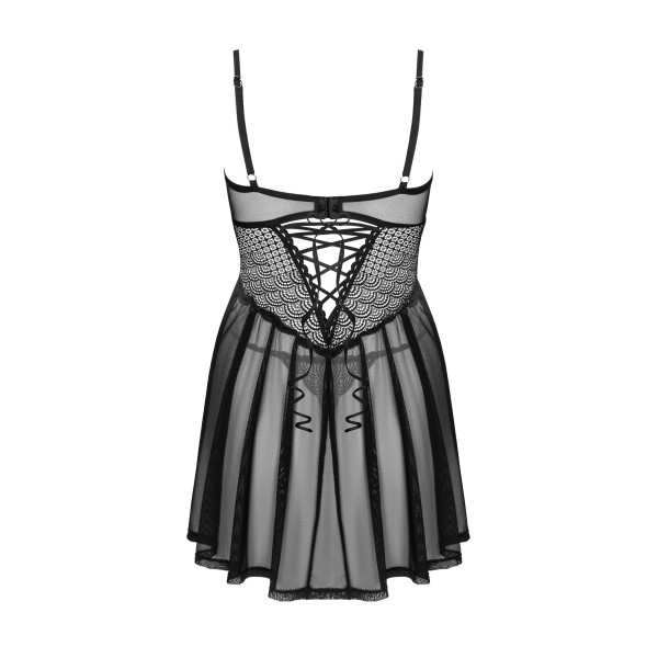 Еротичний комплект Obsessive Chemeris babydoll & thong XL/2XL, пеньюар та стрінги