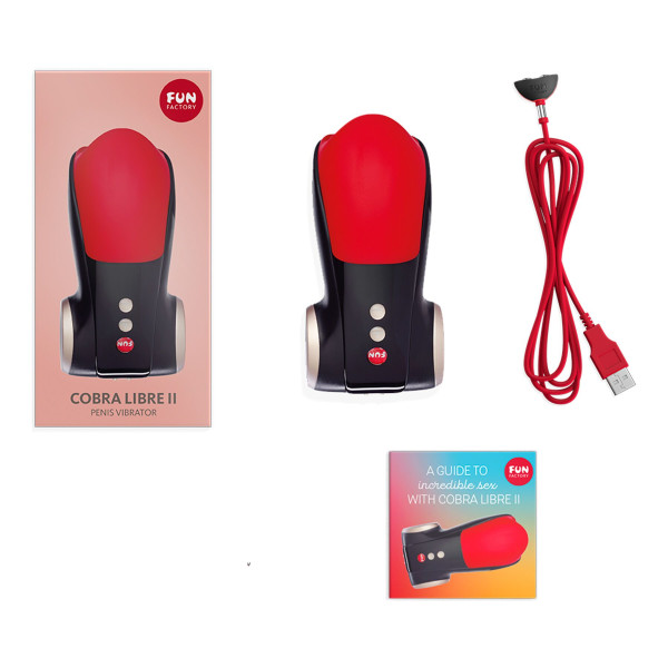 Мастурбатор для головки пениса Fun Factory COBRA LIBRE II black/red, 2 мотора, игра без рук, Fun Factory (Німеччина) - IntimLand