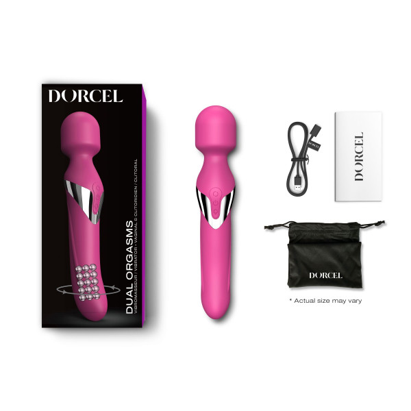 Вибромассажер 2в1 Dorcel Dual Orgasms Magenta классический массажер и вибратор с жемчужным массажем, Dorcel (Франция) - IntimLand