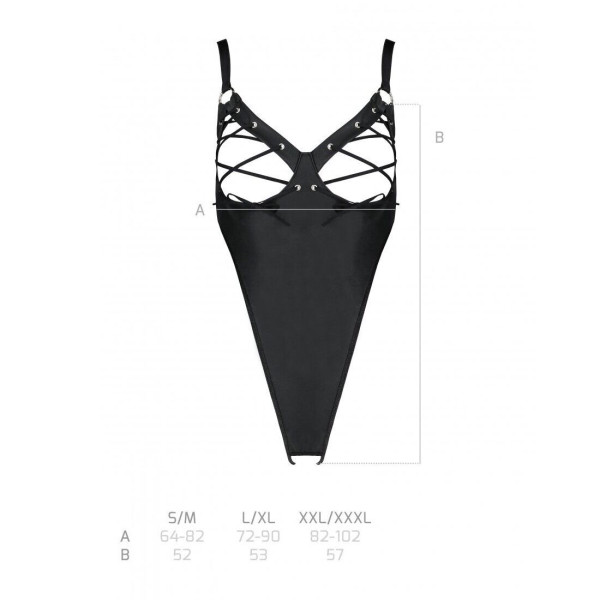 Боди из экокожи Passion CELINE BODY L/XL, black, с доступом, открытый, Passion (Польша) - IntimLand