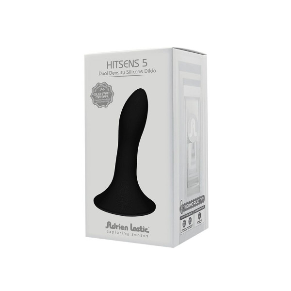 Дилдо с присоской Adrien Lastic Hitsens 5 Black, отлично для страпона, диаметр 2,4см, длина 13см, Adrien Lastic (Іспанія) - IntimLand