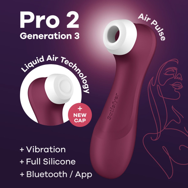 Вакуумный клиторальный стимулятор Satisfyer Pro 2 Generation 3 with Liquid Air Connect App Wine Red, Satisfyer (Германия) - IntimLand