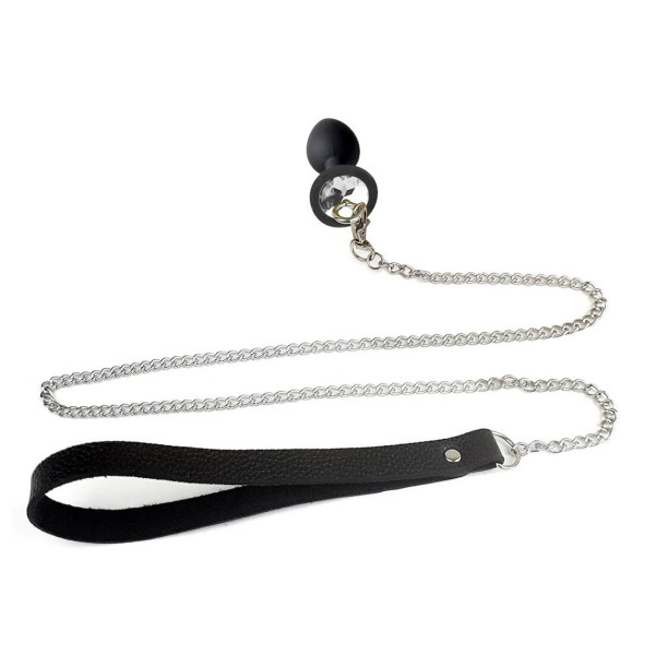 Силиконовая анальная пробка Art of Sex Silicone Anal Plug with Leash size S с поводком Black, Art of Sex (Украина) - IntimLand