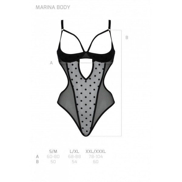 Эротическое боди Passion MARINA BODY, L/XL, black, с открытыми чашками, Passion (Польша) - IntimLand