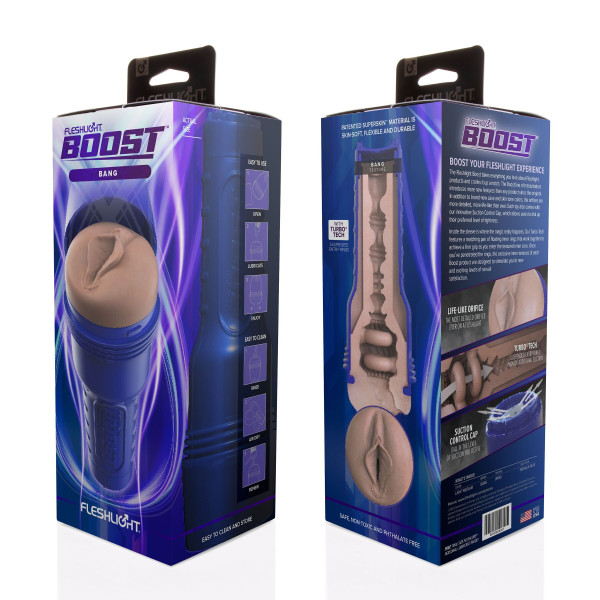 Мастурбатор-вагина Fleshlight Boost Bang Light Medium Flesh, плавающие кольца Turbo Tech, Fleshlight (США) - IntimLand