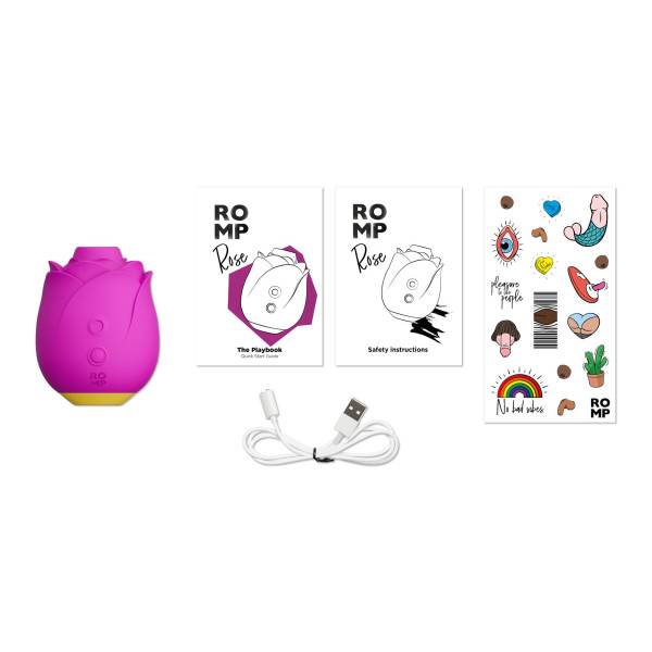 Шикарный вакуумный клиторальный стимулятор Romp Rose Pink, в виде розы, Romp (Германия) - IntimLand