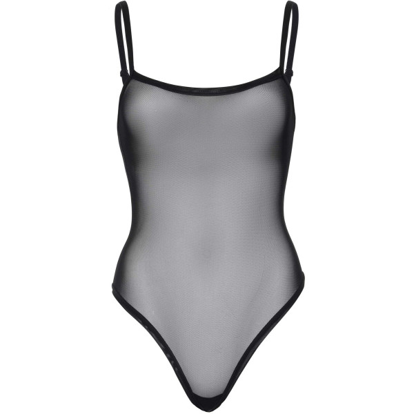 Эротическое боди Leg Avenue Cami bodysuit with thong Black XL, на бретелях, Leg Avenue (США) - IntimLand