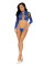 Комплект Leg Avenue Long sleeve crop top & string Royal Blue One Size, топ, стринги, Leg Avenue (США) - IntimLand