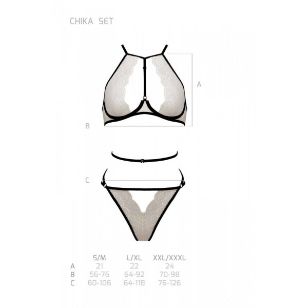Комплект белья Passion CHIKA SET, L/XL, cream, топ, трусики, Passion (Польша) - IntimLand
