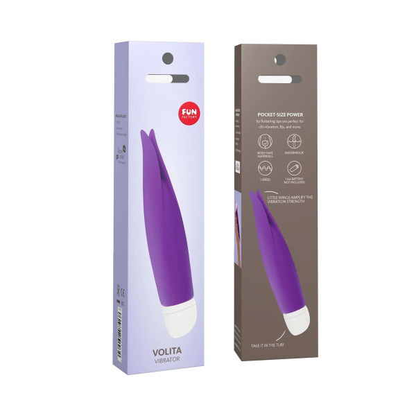 Вибратор с лепестками Fun Factory VOLITA, фиолетовый, компактный, очень тихий, на батарейках, Fun Factory (Германия) - IntimLand