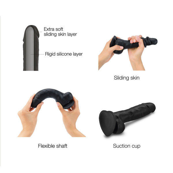 Реалистичный фаллоимитатор Strap-On-Me Sliding Skin Realistic Dildo Black XXL, эффект подвижной кожи, Strap-On-Me (Франция) - IntimLand