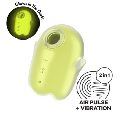 Вакуумный клиторальный стимулятор с вибрацией Satisfyer Glowing Ghost Yellow, светится в темноте